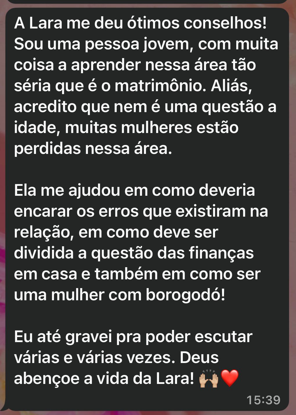Depoimento de aluna