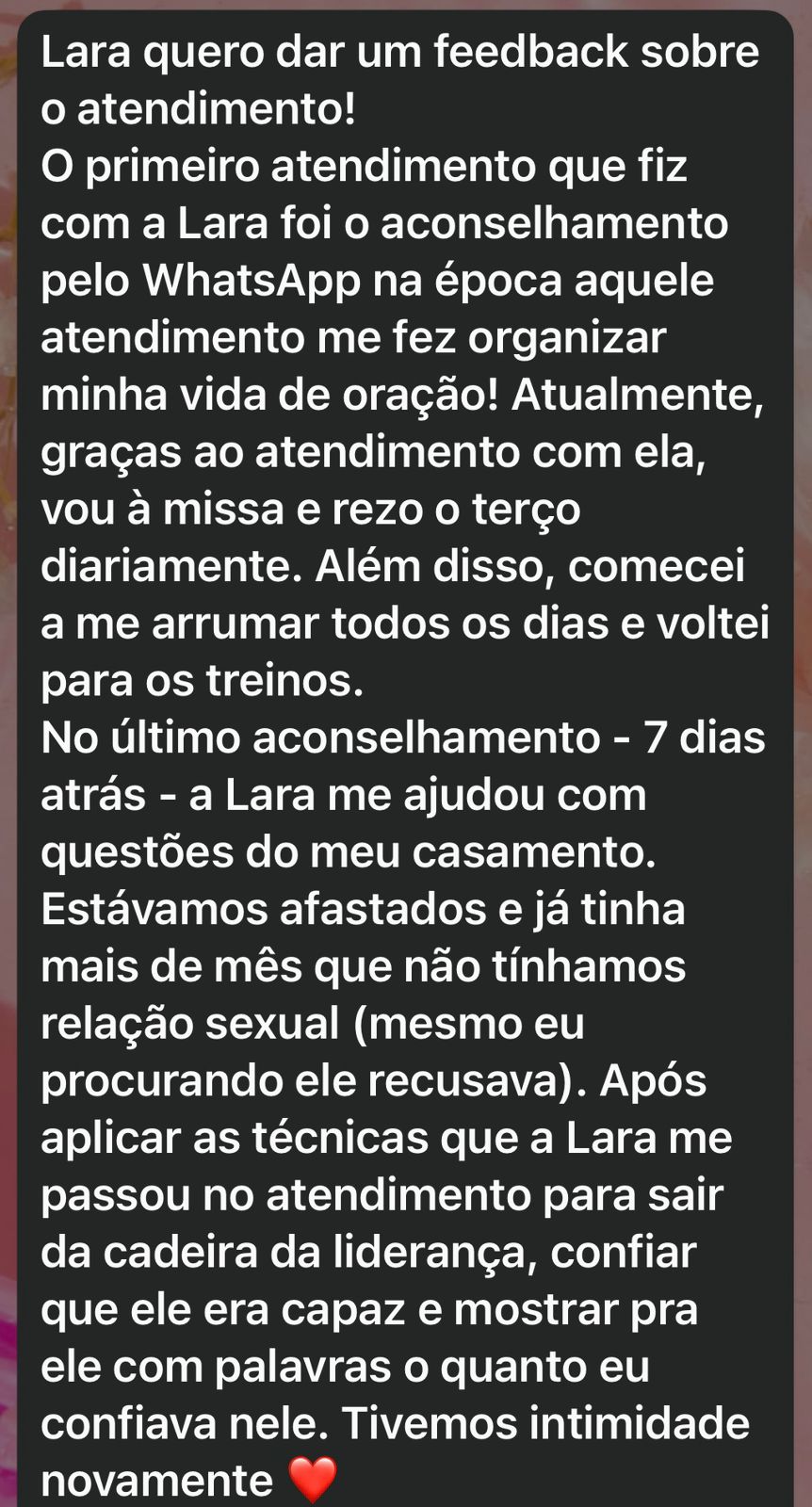 Depoimento de aluna